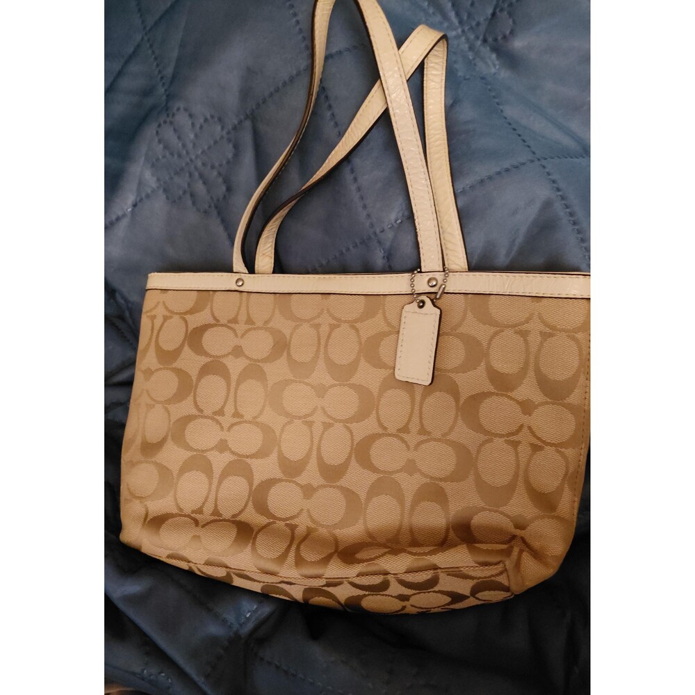 Coach Beige Signature Jacquard Canvas Mini Tote